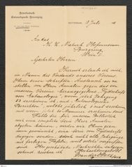 Nachlass Franz Steindachner, Brief von D. van der Hoop an Franz Steindachner (18.07.1911), Inv.Nr. 359.01, Seite 1